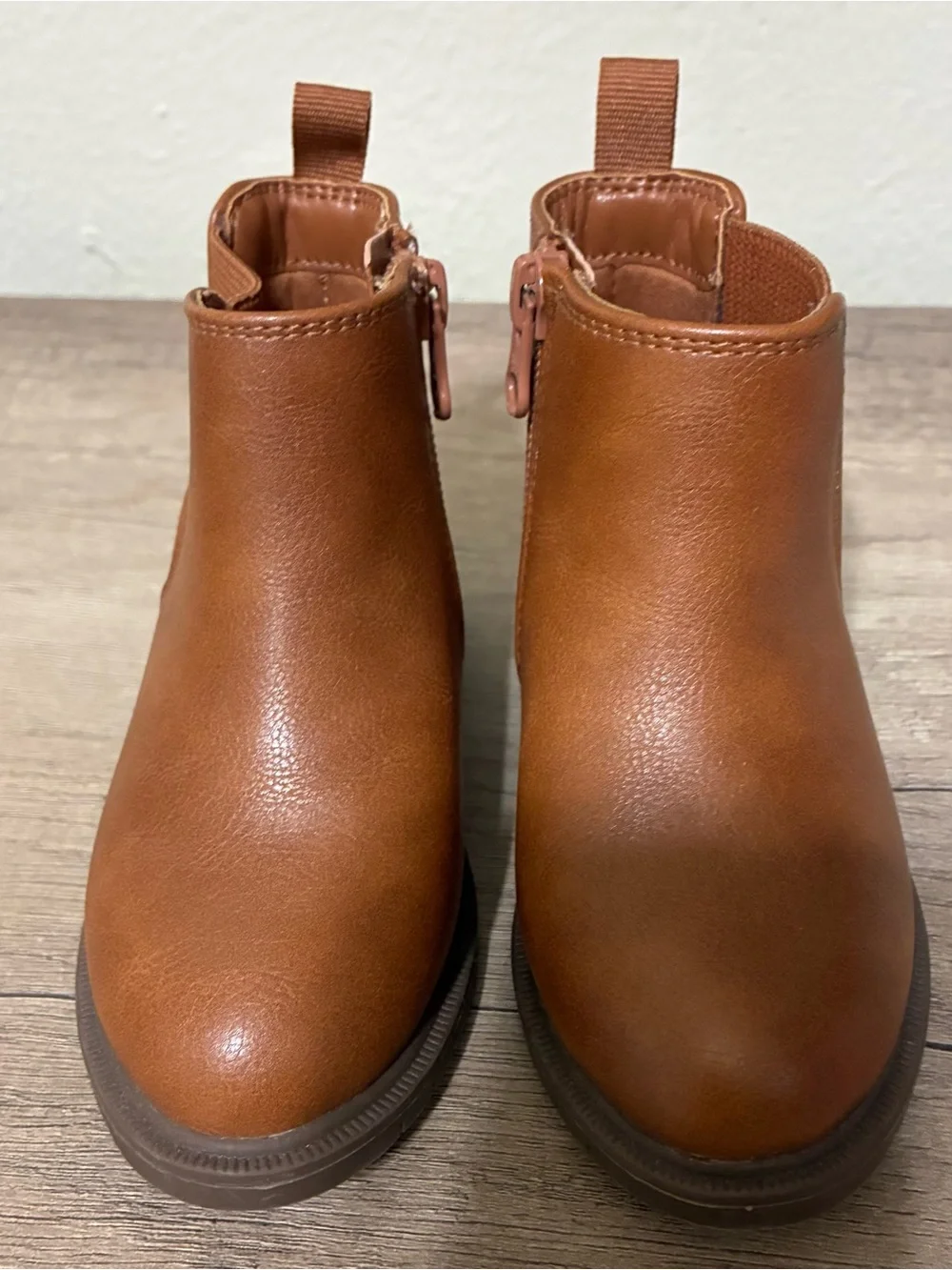 Girls Cat and Jack Brown Chelsea Booties with Side Zip